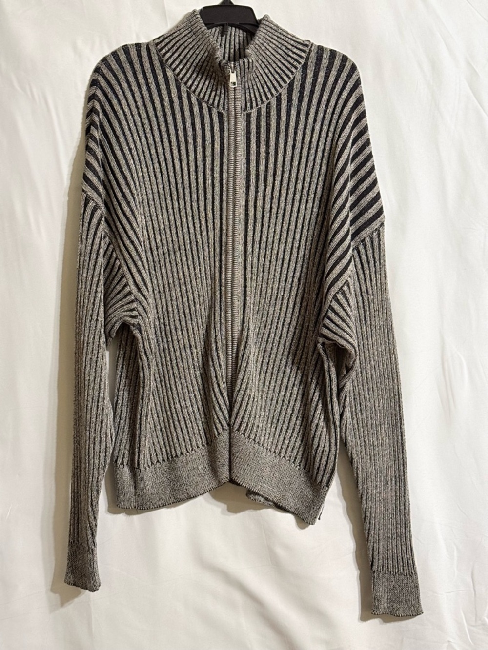 Cotton On Gray Ribbed Full Zip Sweater Size Large